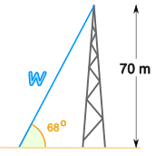 三角塔 70 m 和 角 68 度