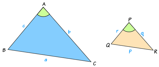 相似三角形ABC 和 PQR
