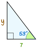 三角形 7、y 和 35 度