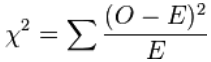 卡方公式 卡方 = (O-E)^2 / E 的总和