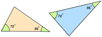 相似三角形有角 72 和 35
